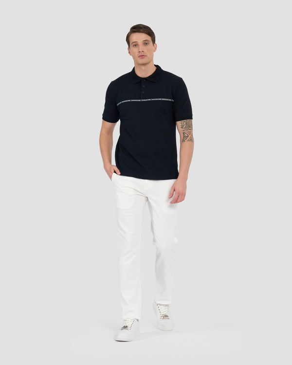 Gianfranco Ferre Contrast Brand Taped Polo Shirt Black