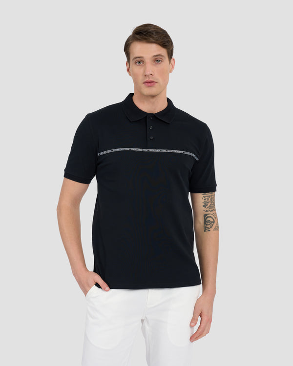 gianfranco ferre Contrast Brand Taped Polo Shirt Black