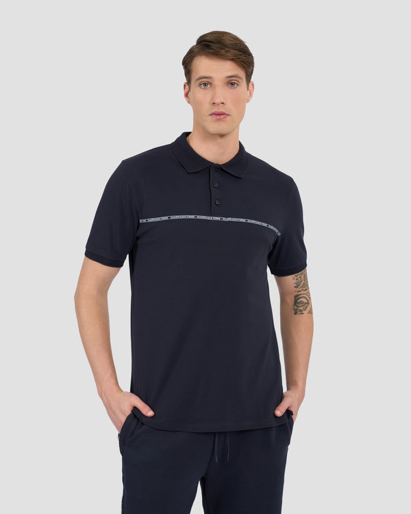 gianfranco ferre Contrast Brand Taped Polo Shirt Navy