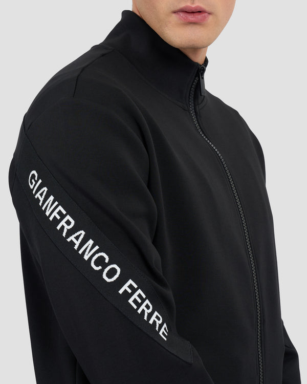 Gianfranco Ferre Contrast Brand Taped Track Jacket Black