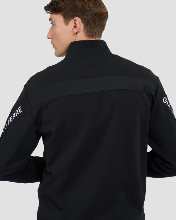 Gianfranco Ferre Contrast Brand Taped Track Jacket Black