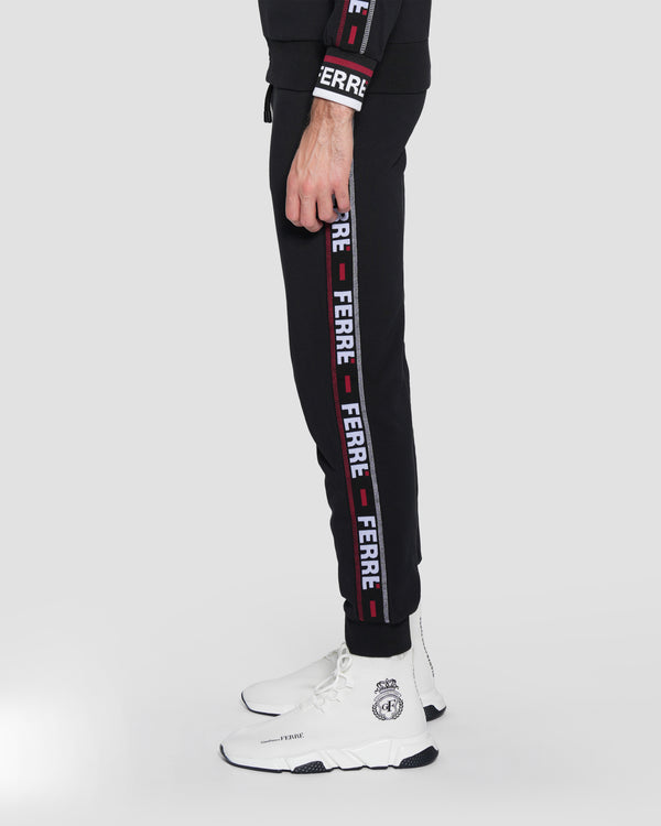 Gianfranco Ferre Contrast Logo Taping Track Pants Black