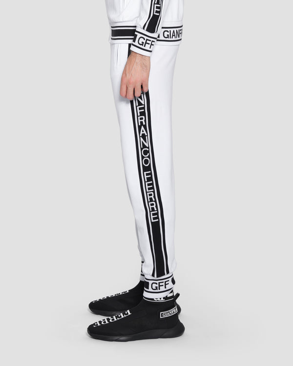 Gianfranco Ferre Contrast Logo Taping Track Pants White