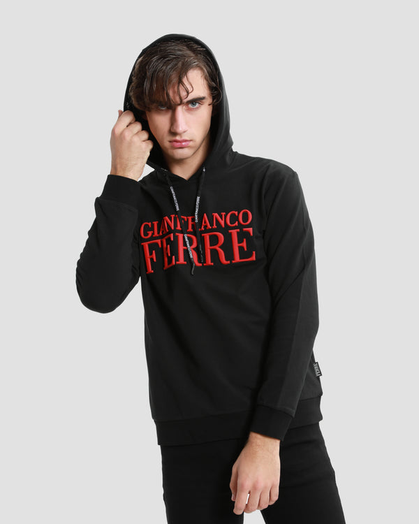 gianfranco ferre Contrast Toned GF Printed Hoodie Black
