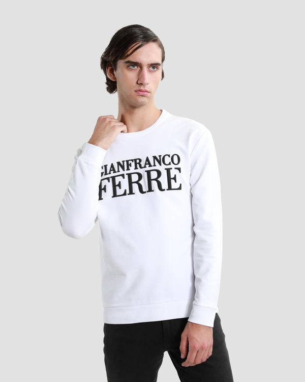 gianfranco ferre Contrast Toned GF Printed Sweatshirt White