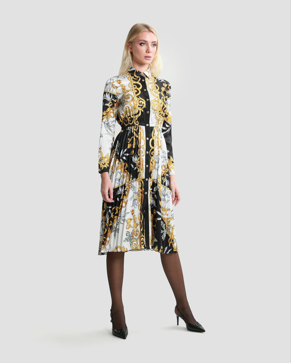 gianfranco ferre Contrasted Ornamental Print Midi Dress Multicolor
