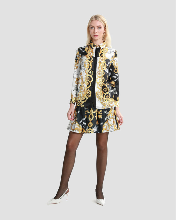 Gianfranco Ferre Contrasted Ornamental Print Shirt Multicolor