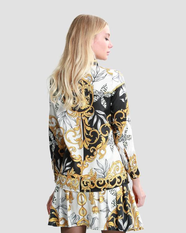 Gianfranco Ferre Contrasted Ornamental Print Shirt Multicolor