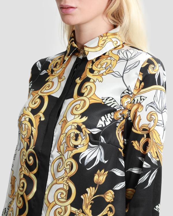 Gianfranco Ferre Contrasted Ornamental Print Shirt Multicolor