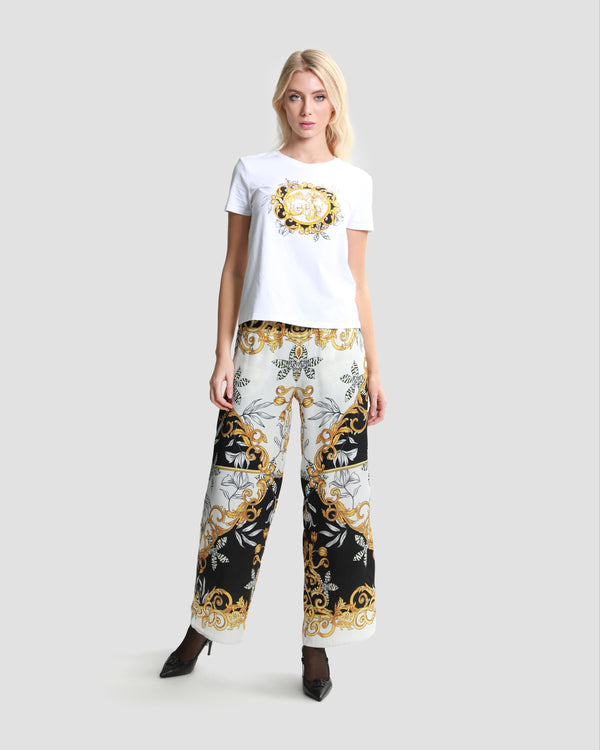Gianfranco Ferre Contrasted Ornamental Print T-Shirt White