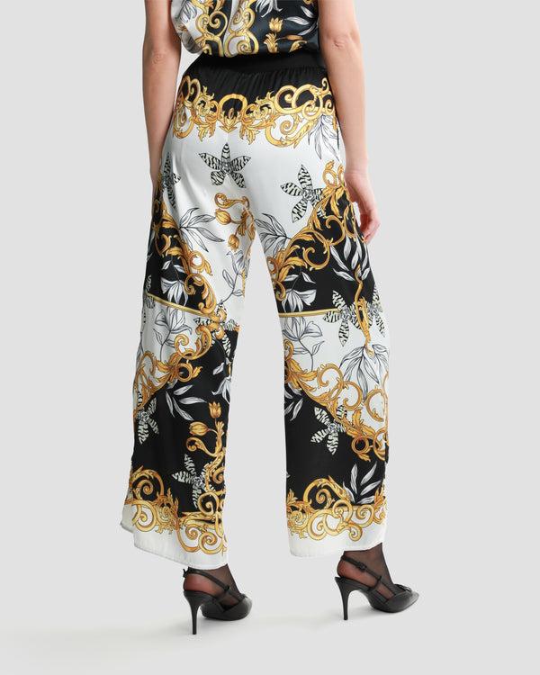 Gianfranco Ferre Contrasted Ornamental Wide-Leg Pants Multicolor