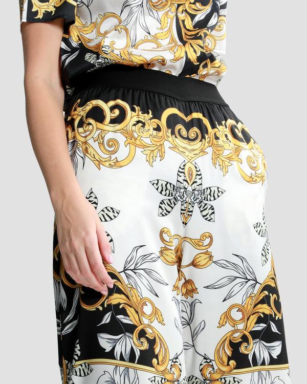 Gianfranco Ferre Contrasted Ornamental Wide-Leg Pants Multicolor
