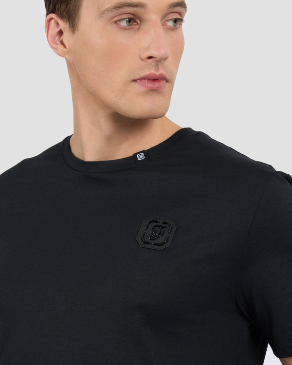 Gianfranco Ferre Croc-Skin Effect Brand Print T-Shirt Black