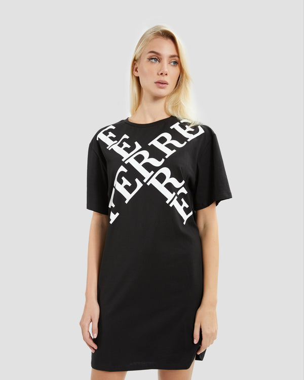 Gianfranco Ferre Cross Branding T-Shirt Dress Black