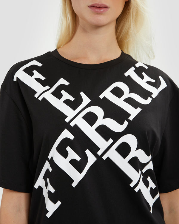 Gianfranco Ferre Cross Branding T-Shirt Dress Black