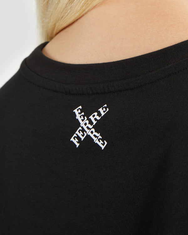Gianfranco Ferre Cross Branding T-Shirt Dress Black