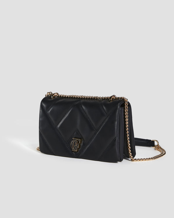 Gianfranco Ferre Elegant Quilted Leather Shoulder Bag Black