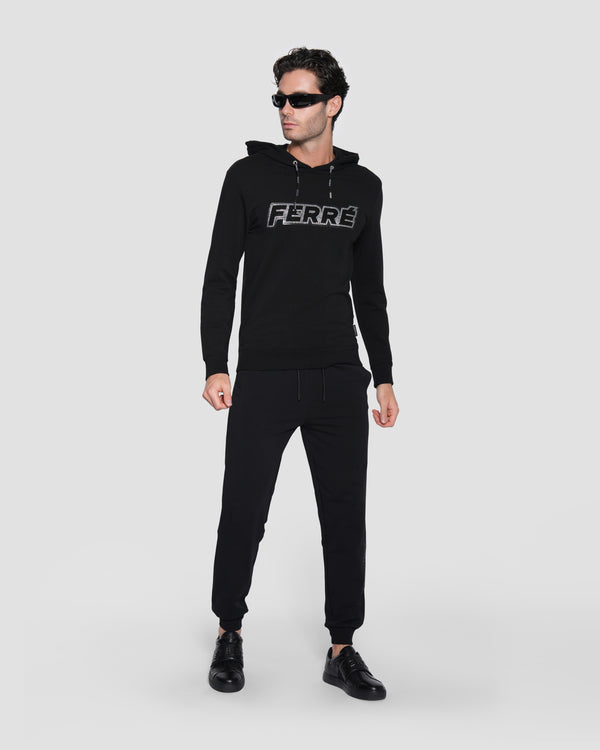 Gianfranco Ferre Embellished Logo Hoodie Jacket Black