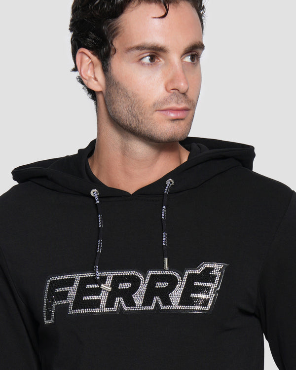 Gianfranco Ferre Embellished Logo Hoodie Jacket Black