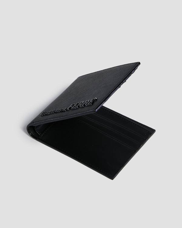 Gianfranco Ferre Embellished Textured Bifold Wallet - Six Slots Black