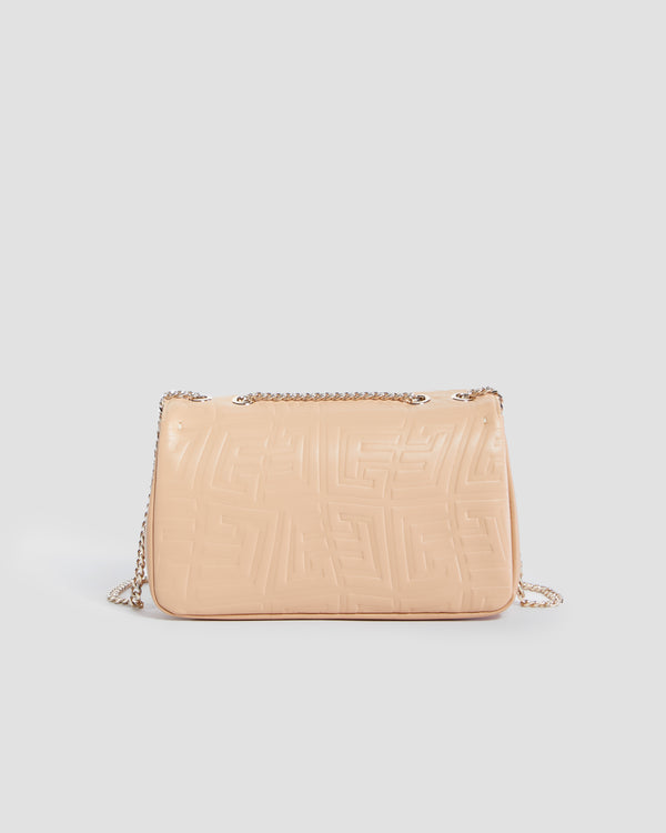 Gianfranco Ferre Embossed Convertible Crossbody Bag Beige