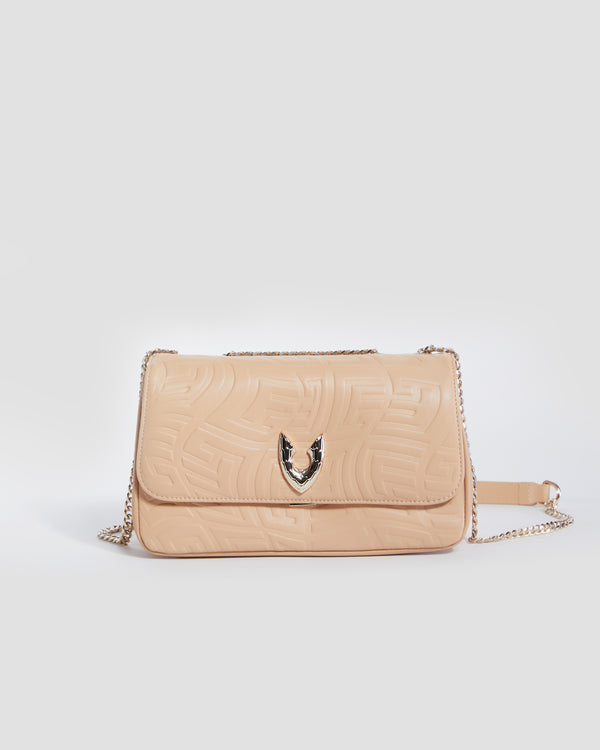 gianfranco ferre Embossed Convertible Crossbody Bag Beige