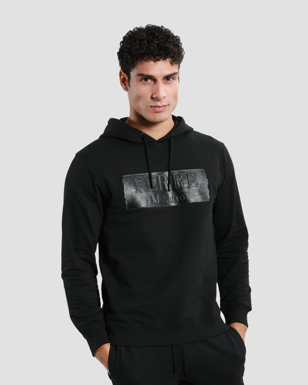 gianfranco ferre Embossed Front Hoodie Sweatshirt Black