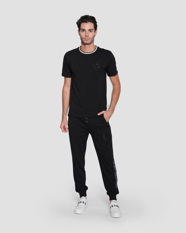 Gianfranco Ferre Embroidered And Printed Logo Track Pants Black