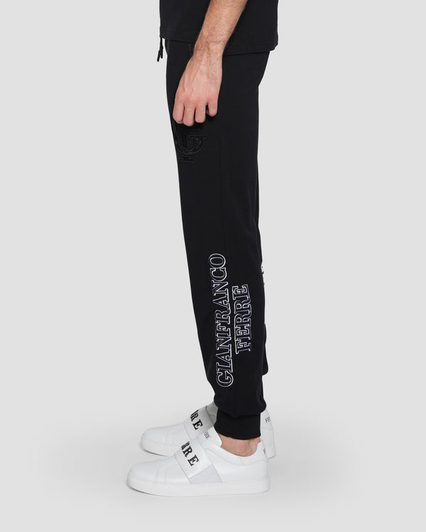 Gianfranco Ferre Embroidered And Printed Logo Track Pants Black
