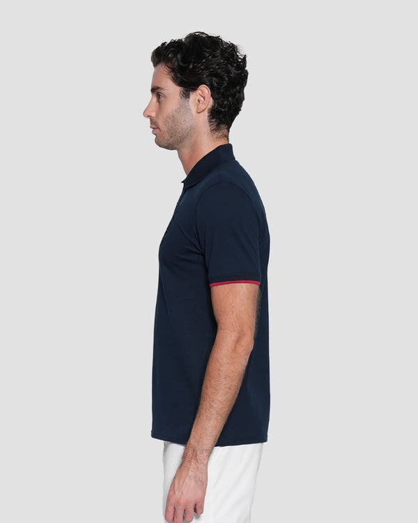 Gianfranco Ferre Embroidered Emblem Polo Shirt Navy