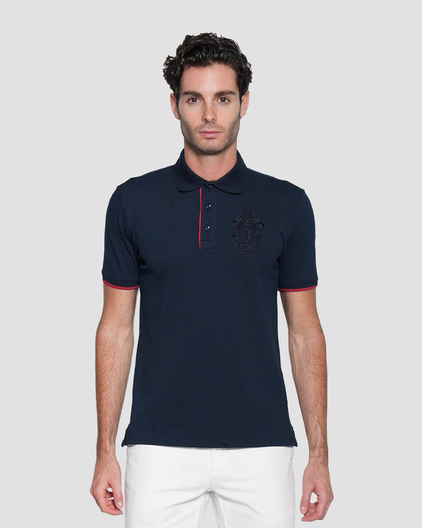 gianfranco ferre Embroidered Emblem Polo Shirt Navy