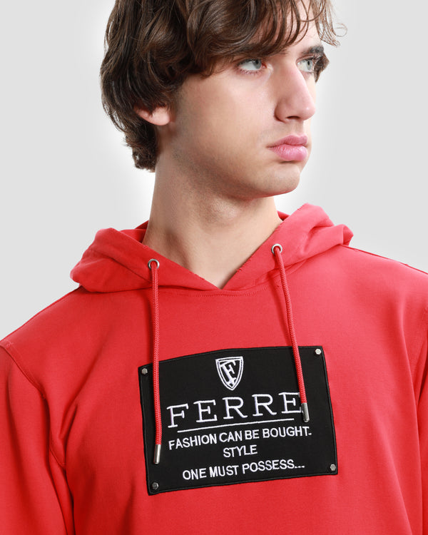 Gianfranco Ferre Embroidered Front Hoodie Sweater Red
