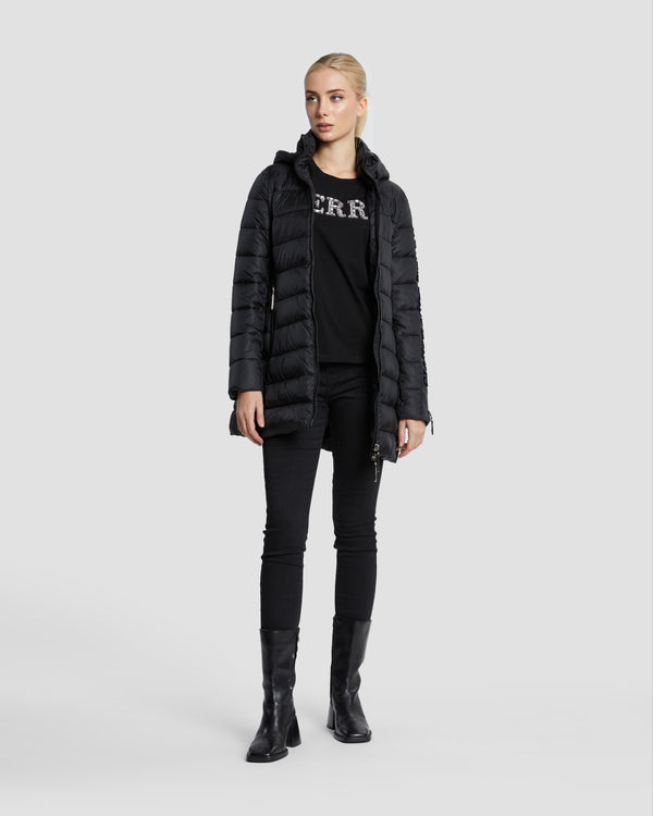 Gianfranco Ferre Embroidered Sleeve Puffer Jacket Black