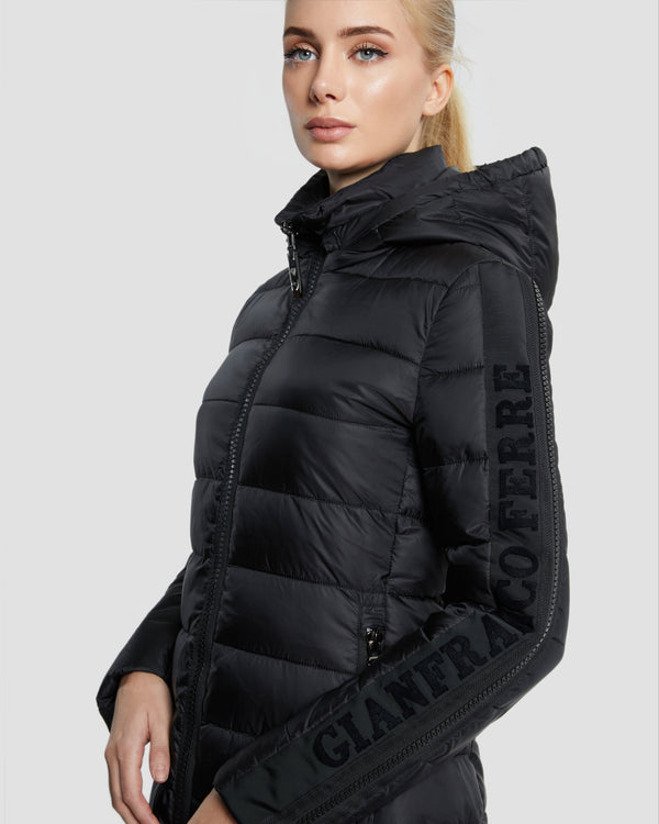 Gianfranco Ferre Embroidered Sleeve Puffer Jacket Black