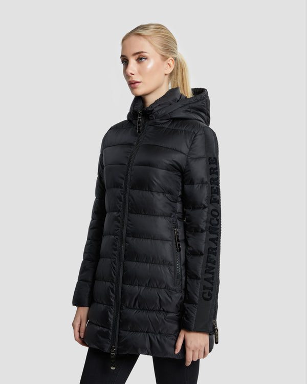 gianfranco ferre Embroidered Sleeve Puffer Jacket Black