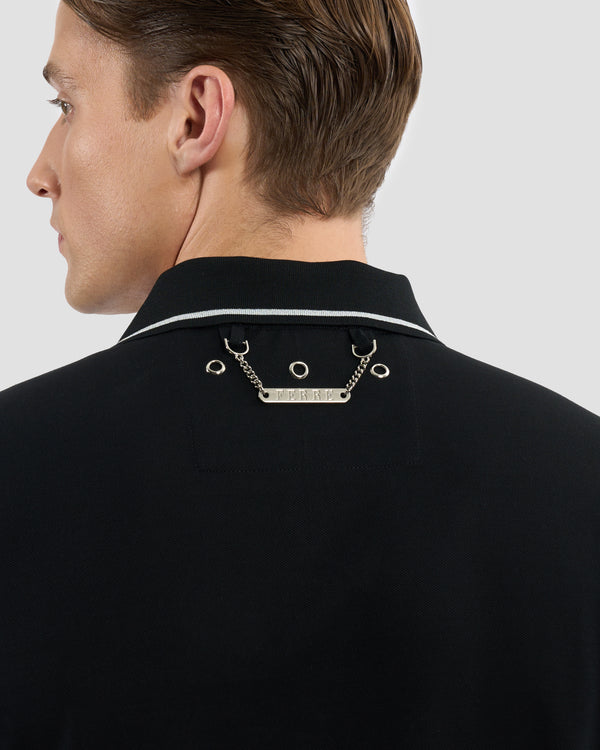 Gianfranco Ferre Ferré Embellished Chest Polo Shirt Black