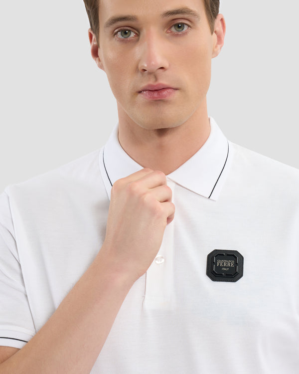 Gianfranco Ferre Ferré Embellished Sleeve Polo Shirt White