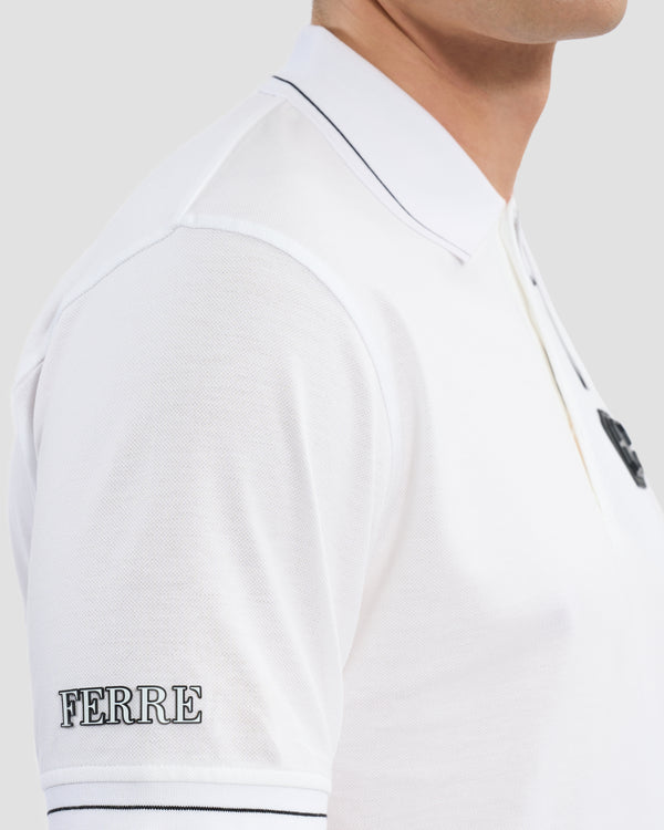 Gianfranco Ferre Ferré Embellished Sleeve Polo Shirt White