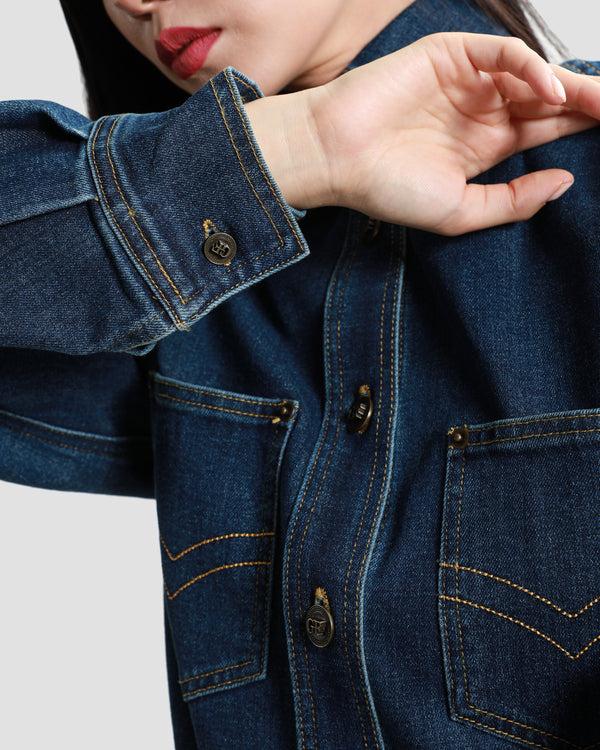 Gianfranco Ferre Ferré Embroidered Denim Shirt Dress Blue