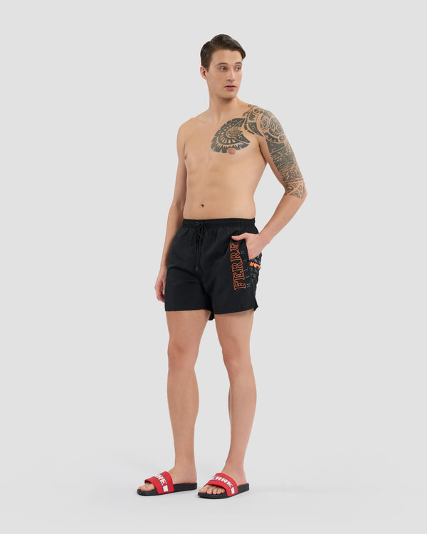 Gianfranco Ferre Ferré Milano Print Swim Shorts Black