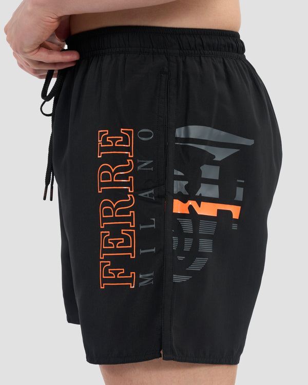 Gianfranco Ferre Ferré Milano Print Swim Shorts Black