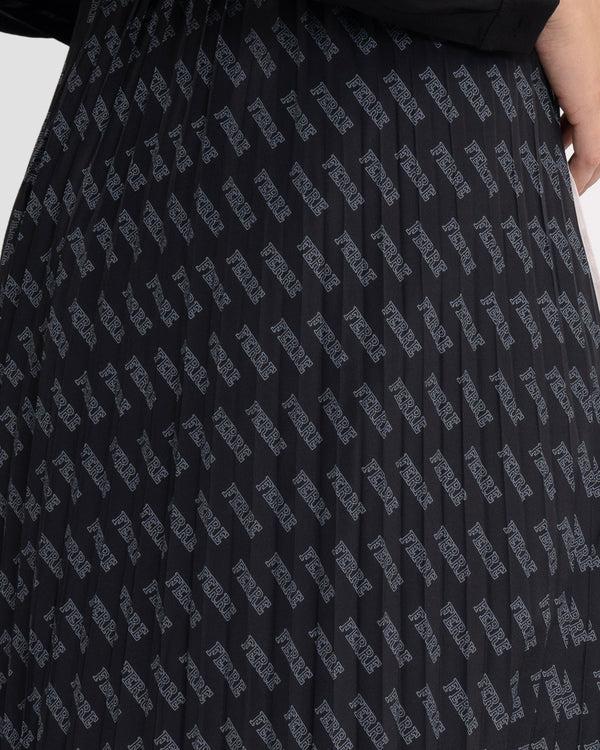 Gianfranco Ferre Ferré Pattern Pleated Midi Skirt Black
