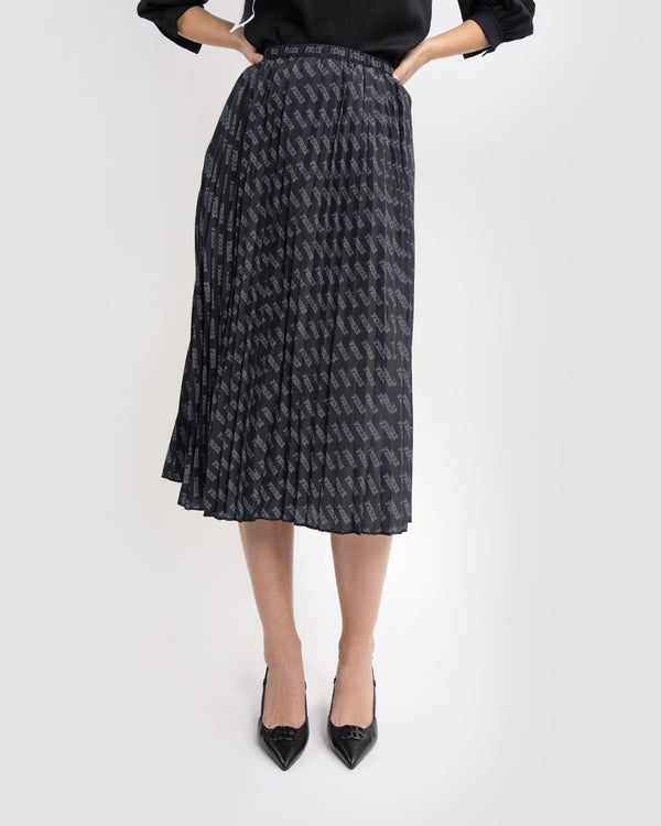 gianfranco ferre Ferré Pattern Pleated Midi Skirt Black