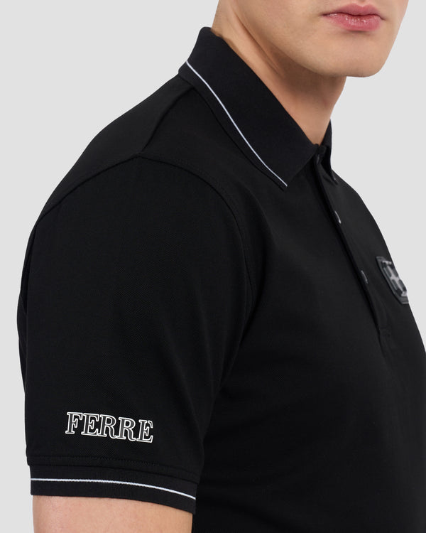 Gianfranco Ferre Ferré Printed Sleeve Polo Shirt Black