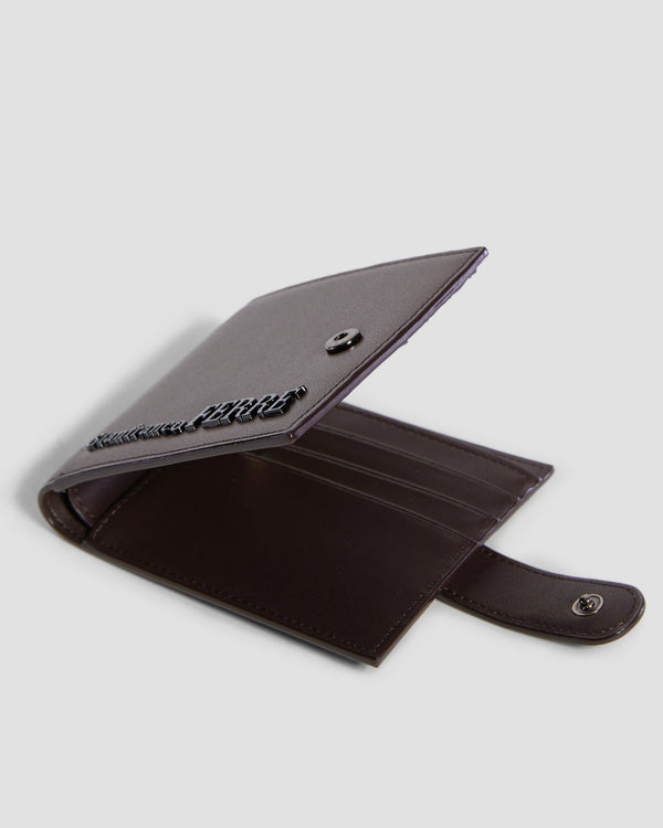 Gianfranco Ferre Flapped Brand Embellished Bifold Wallet - Six Slots Brown