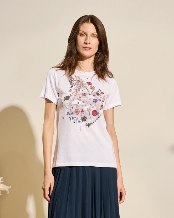 gianfranco ferre Floral Graphic Cotton T-Shirt White