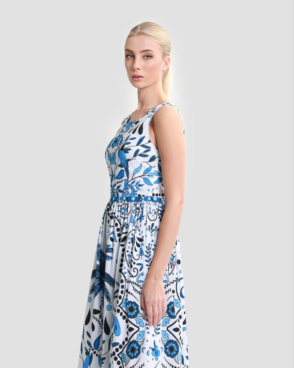 Gianfranco Ferre Floral Long Sleeveless Dress Multicolor