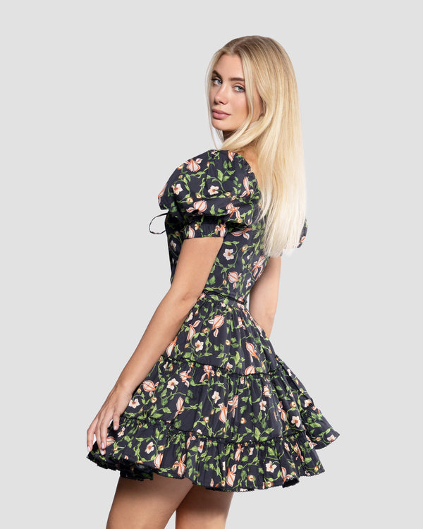 Gianfranco Ferre Floral-Print Tiered Mini Dress Multicolor