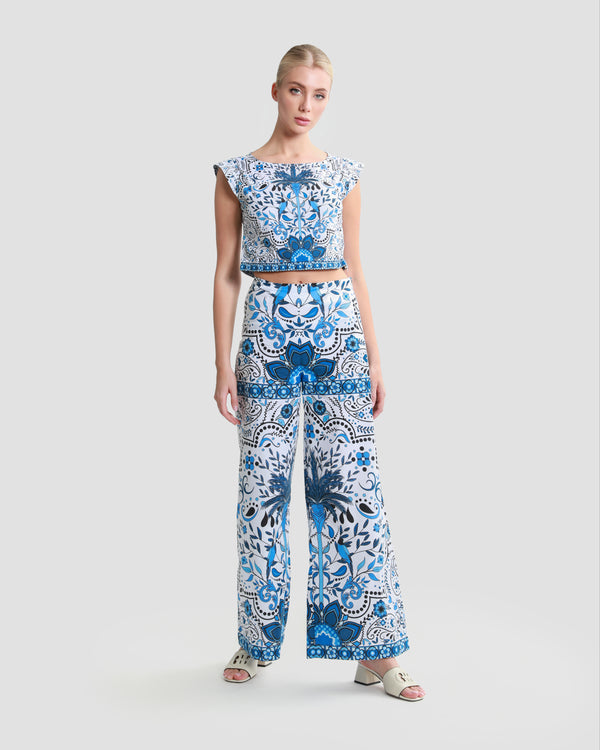 Gianfranco Ferre Floral Print Wide Leg Pants Multicolor