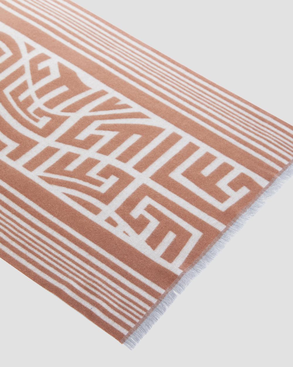 Gianfranco Ferre Fringed Monogram Scarf Light Brown